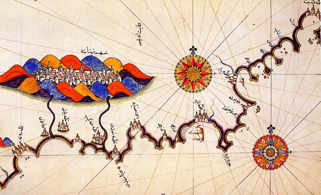 Endülüs kıyılarındaki Gırnata'nın Haritası