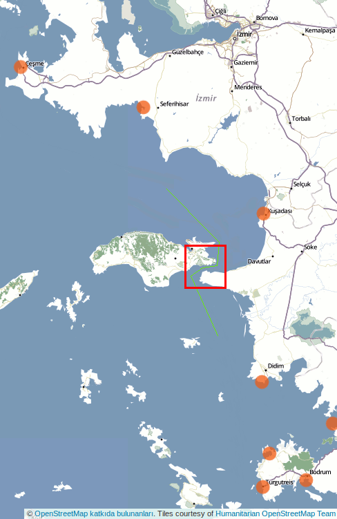 İzmirin ve Bodrum Yarımadası arasındaki kıyılar